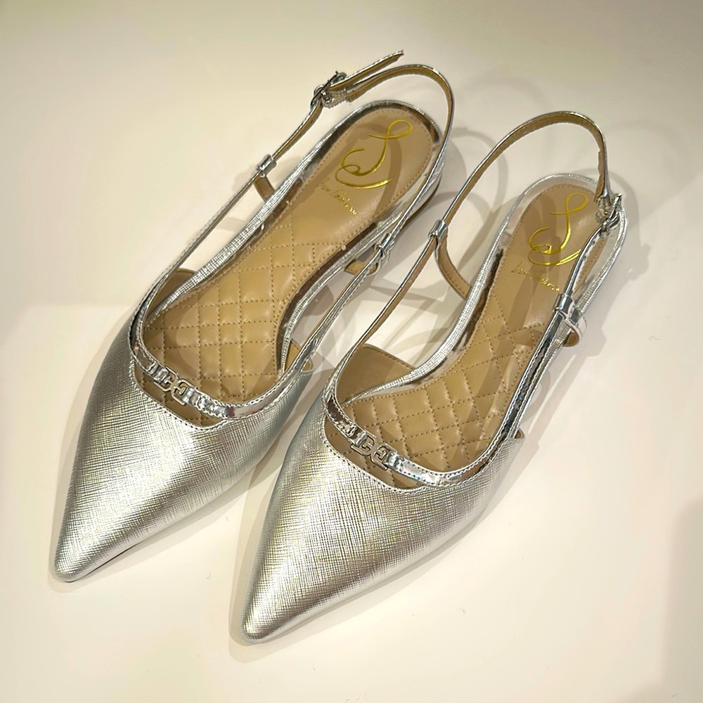 Sam Edelman Cohen Flat - W8 Silver Slingback (Brand New)